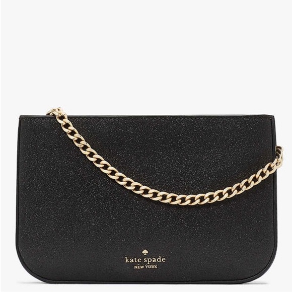 NWT Kate Spade Glimmer Glitter Pochette Bag With Detachable Strap Black - Picture 1 of 11